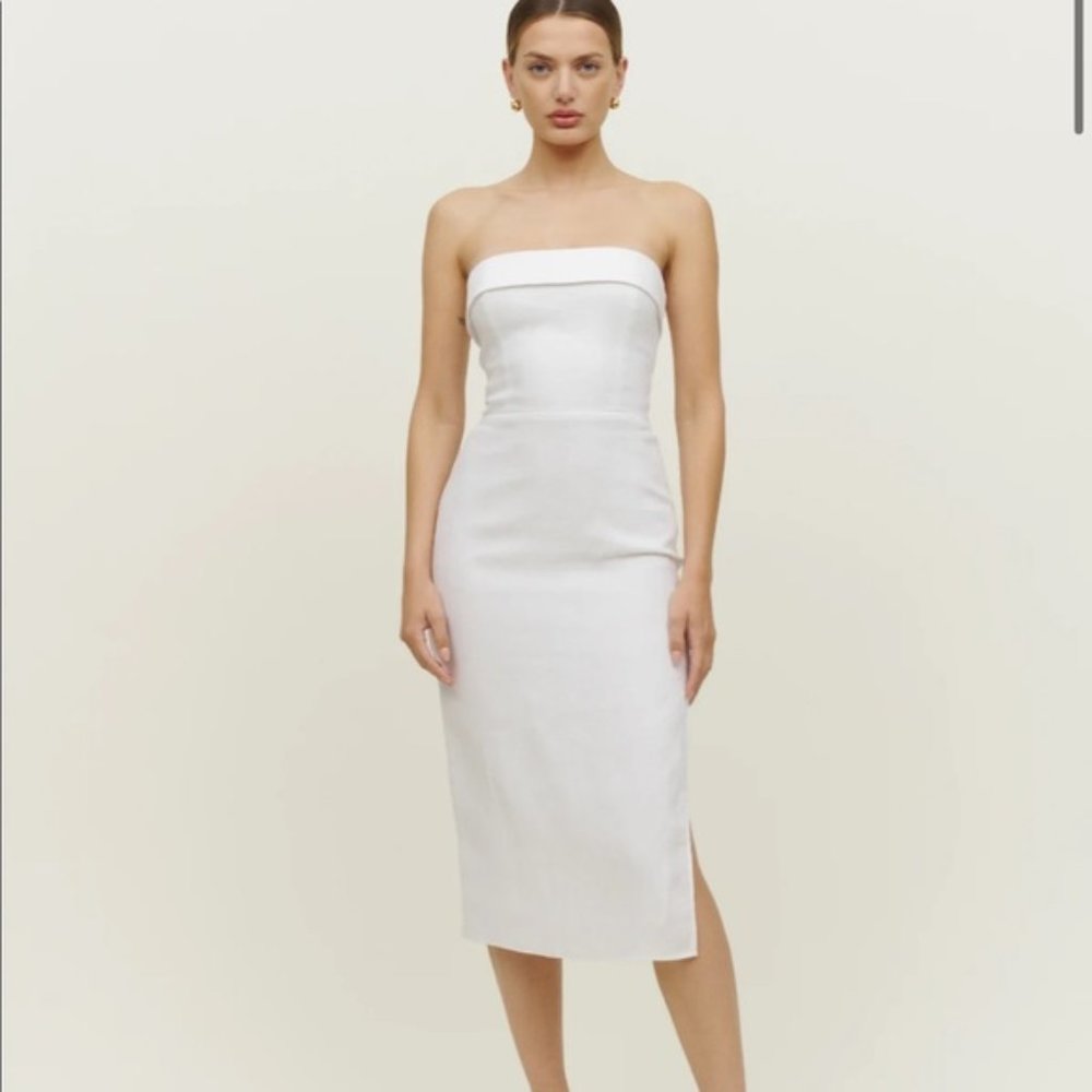 Reformation Marcella Linen Dress Size 4 White